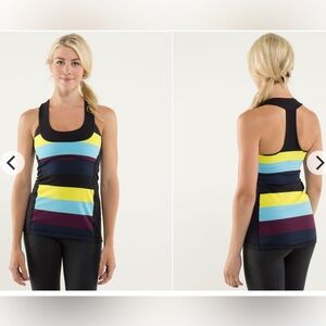 Lululemon Athletica Colorful Stripped Mesh Racerback